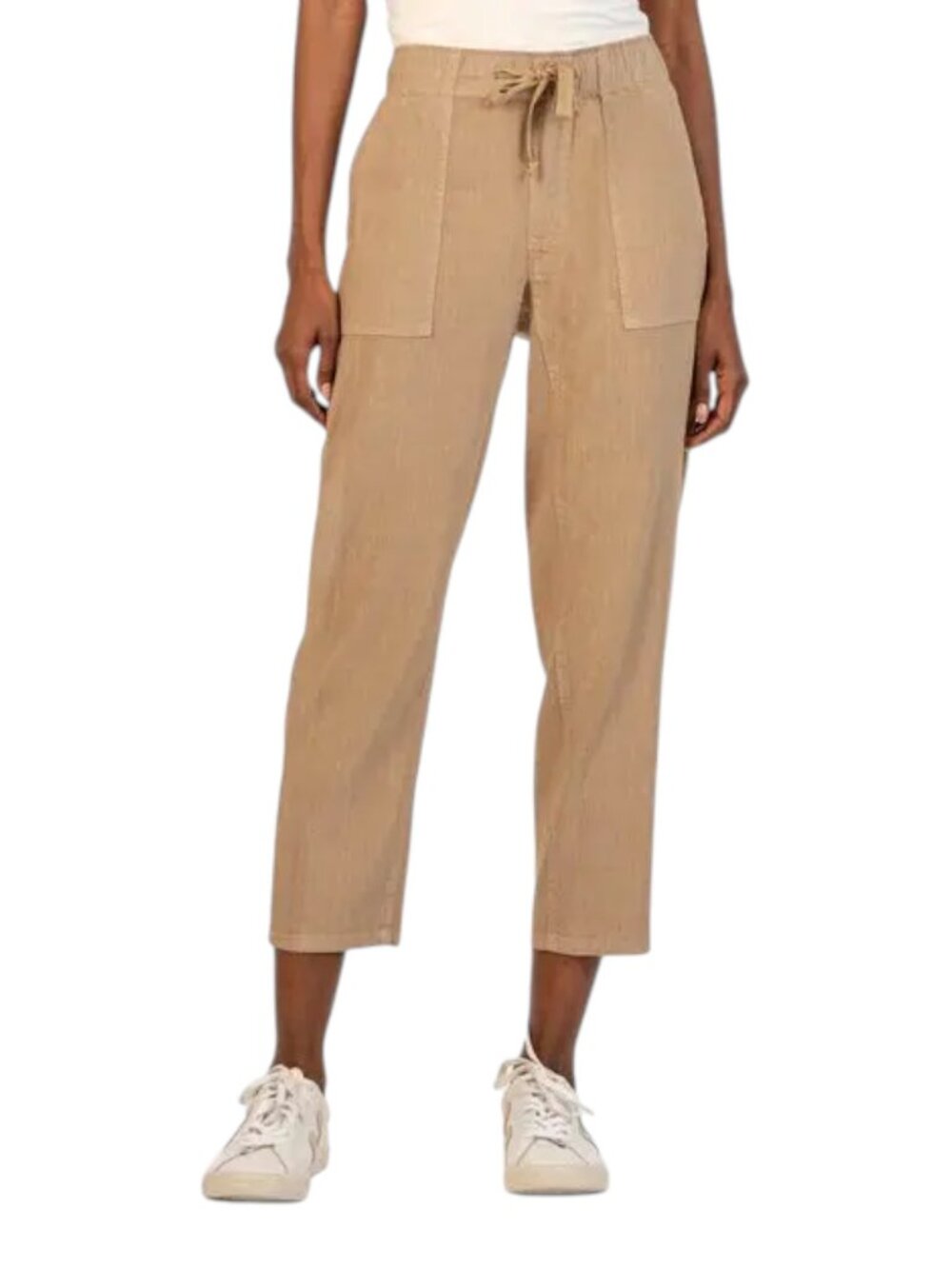 KUT from the Kloth Rosalie Linen Blend Crop Pants Petite Small Drawstring